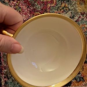 All 6 Lenox Hanover Gold Rimmed Double Handle Bowls. 5 inches in diameter. .
